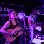 Nine Beats Collective perform at Record Junkee. From left to right: Marcus Copeland, Heatherlyn, Tony Bean, Ben Okafor and Steve Bassett.