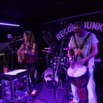 Nine Beats Collective perform at Record Junkee. From left to right: Martin Trotman, Heatherlyn, Ben Okafor playing a drum and Tony Bean.