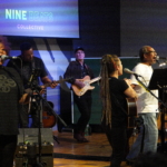 Nine Beats Collective performs. From left to right: Belinda Kae,sings, Tony Bean plays bass guitar, Steve Bassettplays guitar, Heatherlyn sings and Ben Okafor sings.