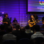 Nine Beats Collective performs. From left to right: Rich Wilson, Belinda Kae, Marcus Copeland, Heatherlyn, Tony Bean and Steve Bassett.